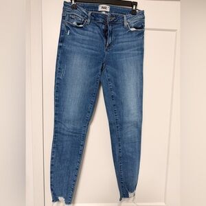 PAIGE Mid Wash Skinny Jeans in Blue